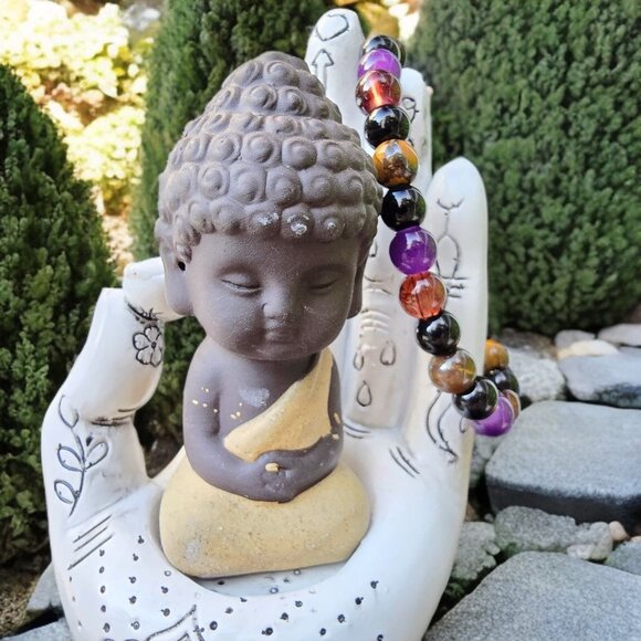 Handmade ✦ 8mm Bracelet ✦ Amethyst Tiger’s Eye Black Tourmaline Citrine Obsidian - Picture 5 of 7